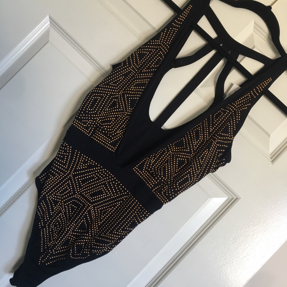 Gold Deep Cut Bodysuit